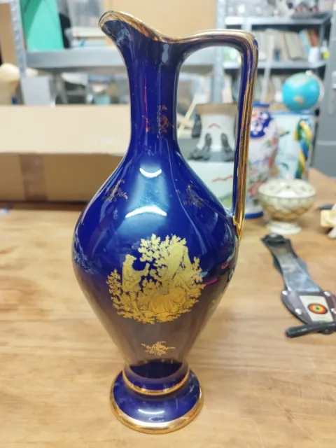 Vase Pchet  soliflore     porcelaine de limoges avec D'orure bleu nuit A Saisir