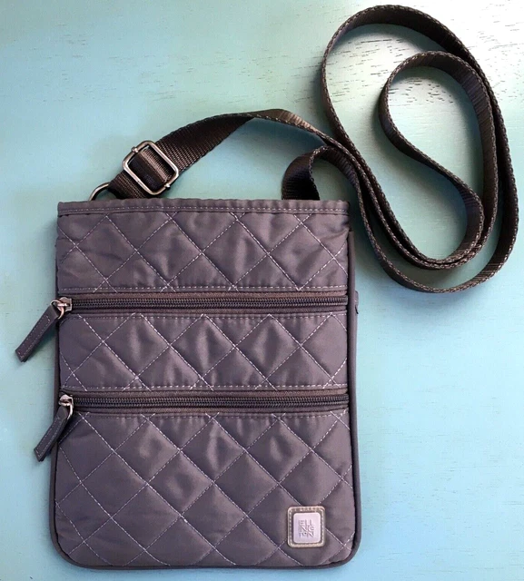 Ellington Crossbody Purse Quilted Bag Brown Nylon Zippers Adjustable Strap
