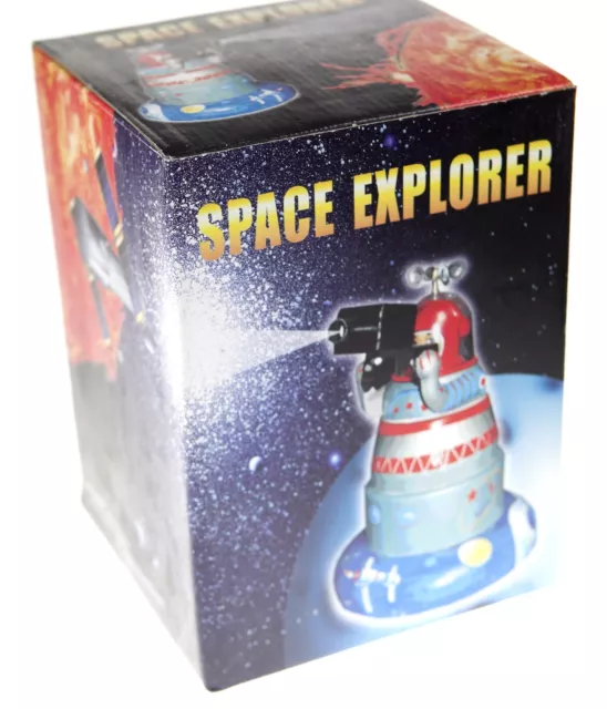 Space Explorer Tin Toy Clockwork Wind-Up  Collectable Sparks With Mystery Action