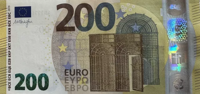 Italia 200 Euro Serie S Mario Draghi Banconota Fds Fior Di Stampa Zecca S008