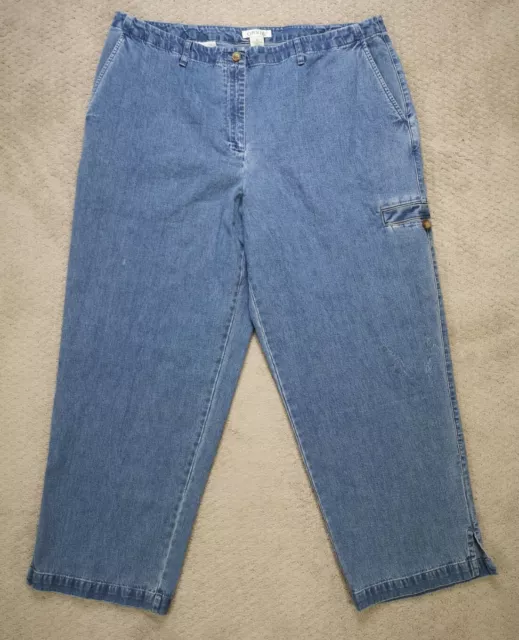 Orvis Jeans Womens 18 Capri Pants High Rise Medium Wash Blue Denim Cotton