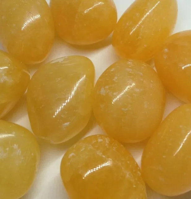 x1 Genuine Natural Orange Calcite Crystal Tumbled Stone