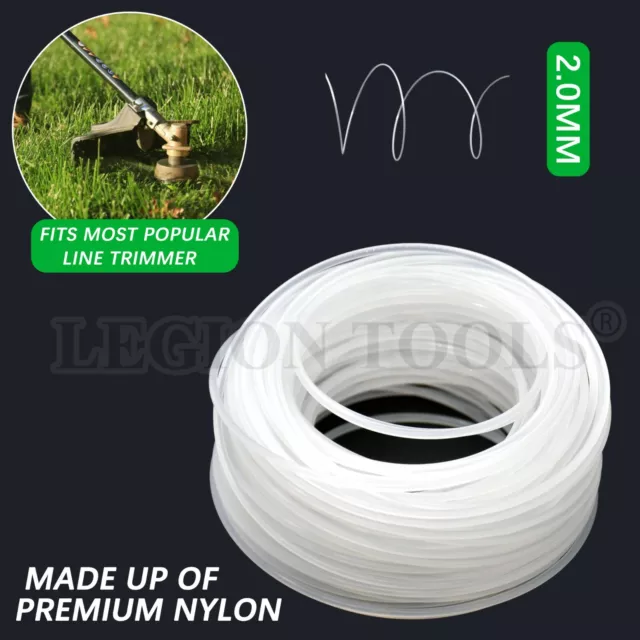 Trimmer Line Whipper Snipper Cord Brush cutter 2mm 100m White Nylon Mowers Wire 2