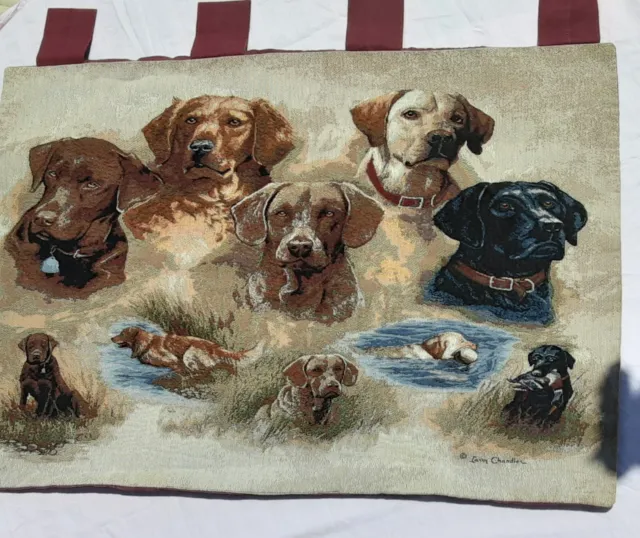 Larry Chandler Dog art tapestry wall hanging curtain of Retrievers Labs tab Top