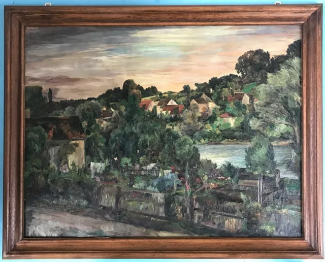 Impressionismus Ölgemälde Häuser Gärten Fluß bei Rosenheim? Otto Miller-Diflo~25