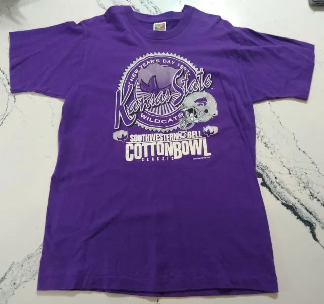VTG Single Stitch Kansas State Wildcats 1997 Cotton Bowl T Shirt Size Medium KSU