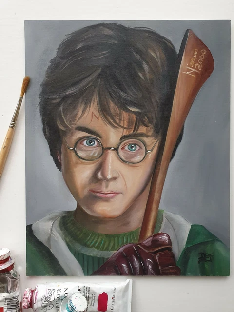 &amp;DIPINTO AD OLIO ritratto di Harry Potter David Ferrero originale 10x8 ...
