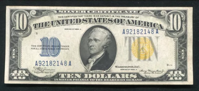 Fr. 2309 1934-A $10 Ten Dollars “North Africa” Silver Certificate About Unc (B)