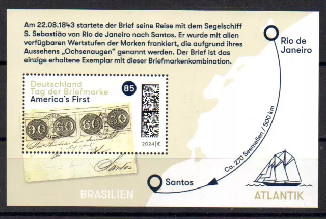 Bund Mi. 3822 Block 93 "Tag der Briefmarke: America´s First"  postfrisch