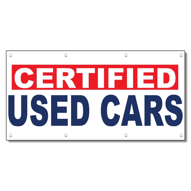 CERTIFIED USED CARS White Blue Auto Car Repair Shop Vinyl Banner Sign