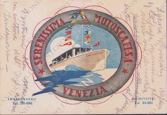 VENEZIA Motoscafi SERENISSIMA servizio pubblico mappa opuscolo pubblicitario