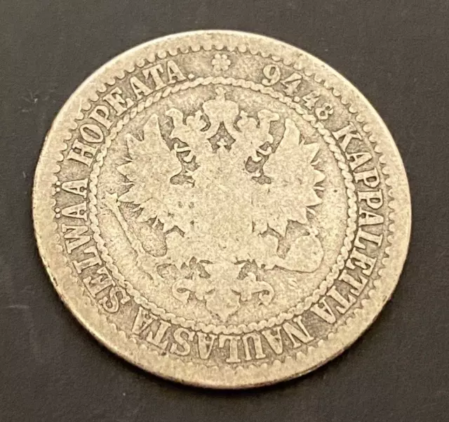Finland 1866 Silver 1 Markka Coin Old Silver World Coin With Nice Legible Date 2