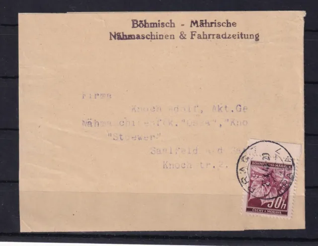 AB113) Böhmen & Mähren ZEITUNGSDRUCKSACHE - Beleg aus Auflösung Spezialsammlung