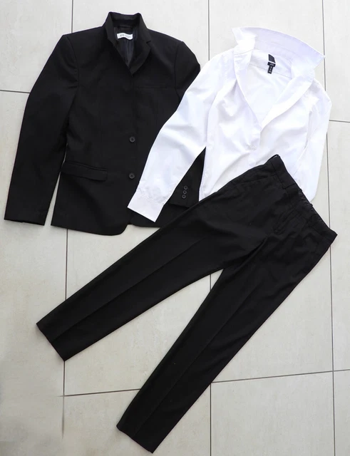 Neuwertig H&M Anzug schwarz Gr. 164 Konfirmation / Kommunion Hose + Hemd + Sakko