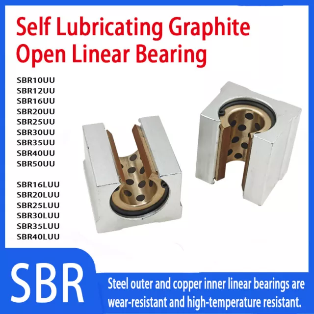 SBR10UU/LUU-SBR50UU/LUU Self Lubricating Graphite Linear Ball Bearing Block CNC
