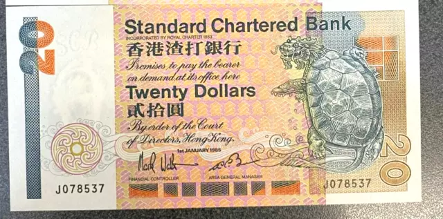 Hong Kong 1985 Twenty 20 Dollars  Standard Bank  Uncirculated