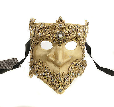 Mask from Venice Bauta Macrame Golden Authentic Venetian 270 V9