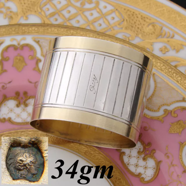 Antique French 18k Gold Vermeil & .800 (nearly sterling) Silver 2" Napkin Ring