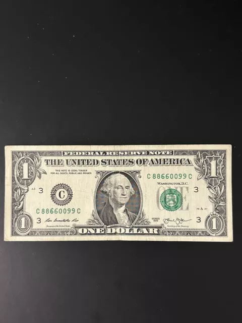 $1 One Dollar Bill Fancy & Serial Number  # C 88660099 C ( Flippers/ Rotators )