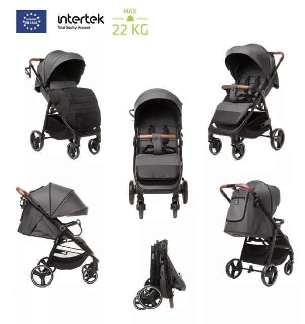STINGER Spacerwagen bis 22kg gel Räder mit Liegefunktion Fußdecke