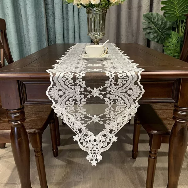 Lace Embroidered Table Runner Mat Christmas TV Cabinet Piano Cover  Tablecloth