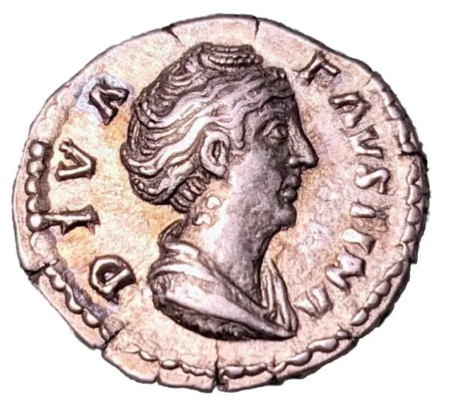 141 AD Roman Empire Faustina Silver Denarius - Wife of Pius - Ceres - Choice VF