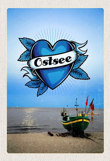 SCHILD SPRUCH HERZ Liebe Ostsee Deutschland Meer Schiff Strand JW EUR