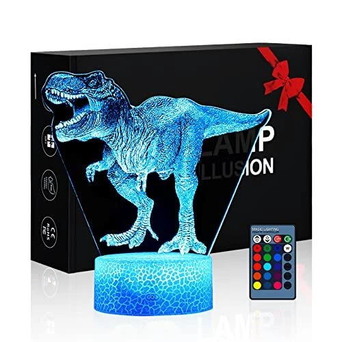 Gusweet Dinosaur Night Light，3D Led Light 16 Colors Changing with Remote，USB ...