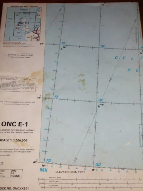 Tactical Pilotage Chart ONC E-1 Europe Large Aeronautical Map