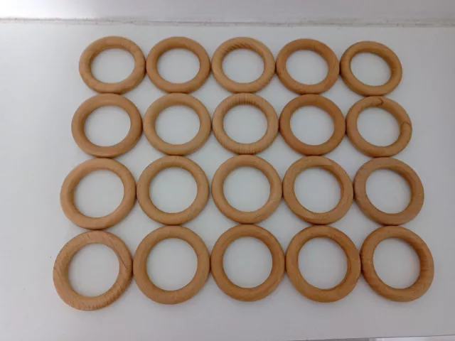 Wooden curtain rings 35mm Inside Diameter X 24 Crafts - Multi-buy Discount