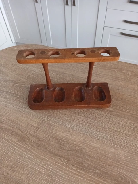 VINTAGE SMOKERS PIPE rack for 4 pipes, wood caddy rest £14.50 - PicClick UK