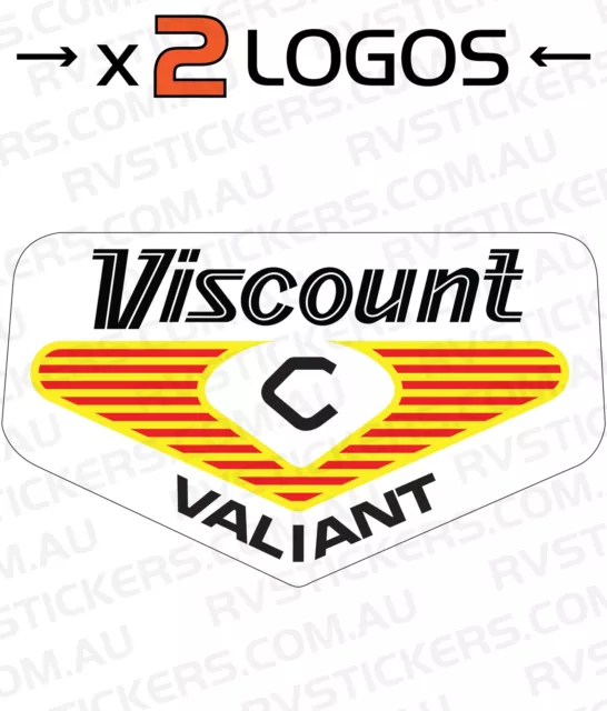 2x VISCOUNT 1970s VALIANT LOGO vintage retro Caravan decal