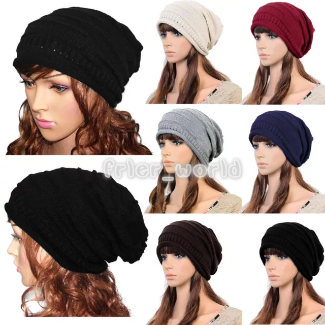 Women's Men's Knitted Winter Hat Long Slouch Beanie Unisex Baggy Hat Z9O8