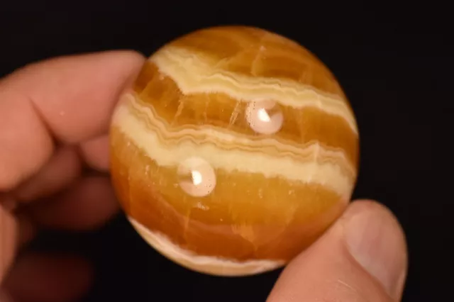 *ORANGE CALCITE* Sphere 5.2cm 174g Honey Banded Healing Crystal, Positive Energy