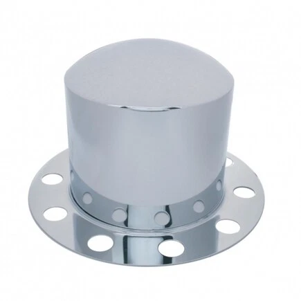 SS Dome Rear Axle Cover 2PC Kit W/ 33mm Nut Cover - Steel/Aluminum Wheel; 21223
