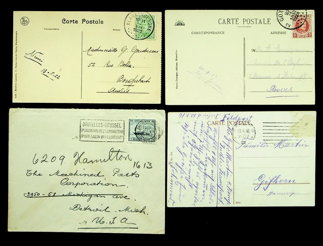 Belgique 1916-47 Diverse Panorama 3 Ppc + Housse 1 Domaine Envoie To USA,Germany