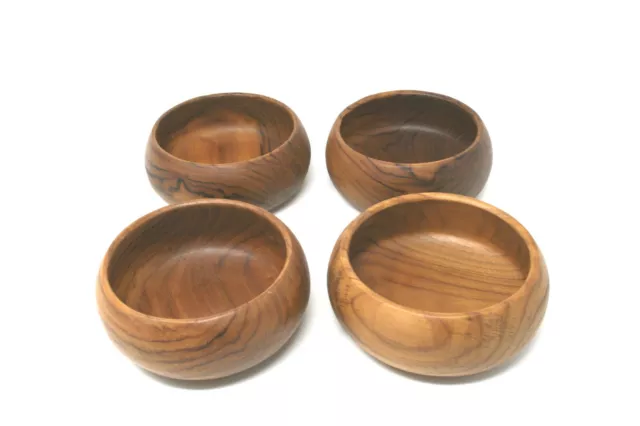 Gailstyn-Sutton Towle Teak Individual Wood 6" Salad Dessert Bowls - set of 4