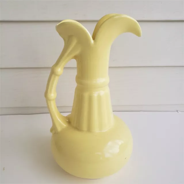 vintage MCM Camark, Arkansas pottery yellow pitcher jug 790 Made in USA