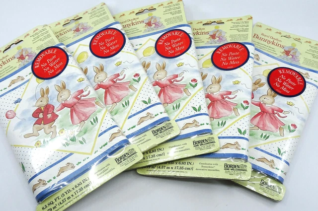 Bunnykins Wallpaper Border Lot Self Stick Removable 75' 25yds Bunny Rabbit Decor