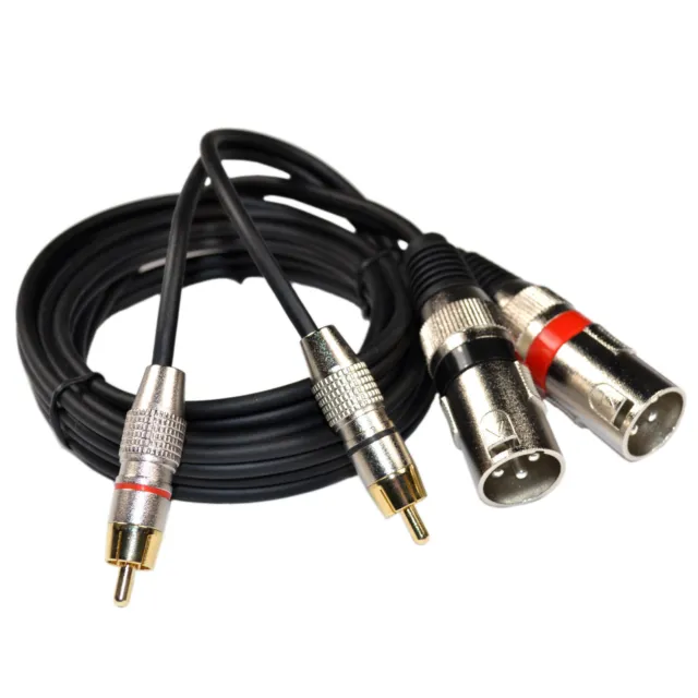HQRP 2x XLR Mâle Vers 2x Rca Phono Prise Double Câble / Audio Signal Patch 2