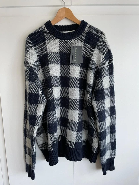 Maglione maglione da uomo Ted Baker taglia 6 XXL blu scuro misto lana lavorato a maglia nuovo con etichette