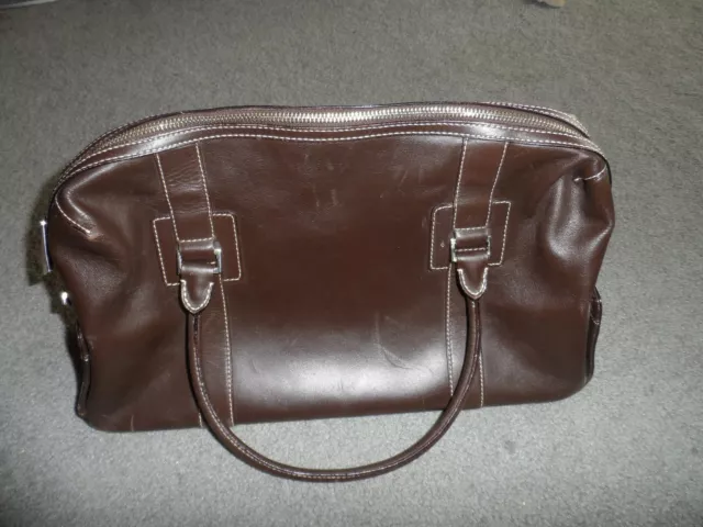 Gabriella Zanzani  Brown Italian Leather Dr Bag Tote Purse Vtg Style