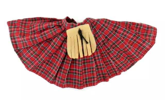 Vintage Doll Skirt Shirley Temple Ideal Red Tartan Pleated Wee Willie Winkie