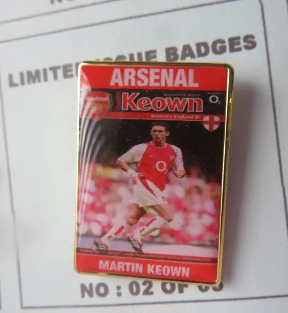 Arsenal Coloured Martin Keown "Testimonial Rare V England Xi Programme Badge