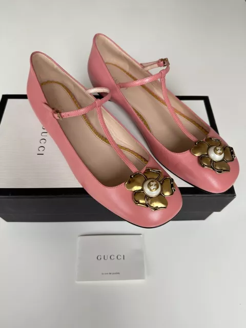 BNWT GUCCI PINK Ballerina Shoes Size 38.5 Eu 5.5 Uk 460.00