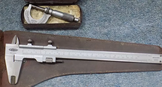 Mitutoyo Vernier Caliper 250mm-10"  plus  Moore and Wright 1" micrometer