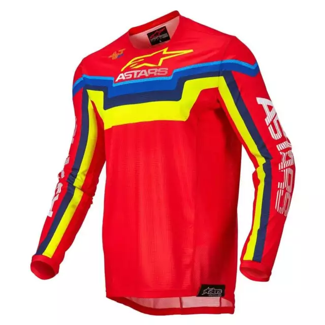 Alpinestars Techstar Quadro Jersey Bright Red Yellow Fluo Blue -  Livraison g...