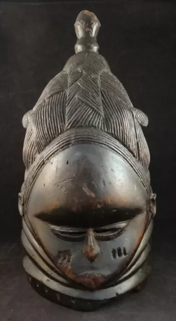 Antique African Mende Bundu - Sande Society Helmet Mask - Sierra Leone, 16 5/8”
