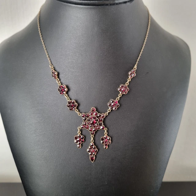 Superbe collier en argent, perles & grenats - Reproduction historique