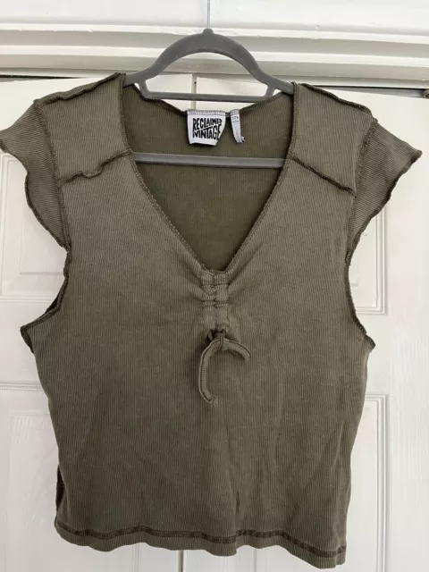 Reclaimed Vintage Khaki Green Top Size 14